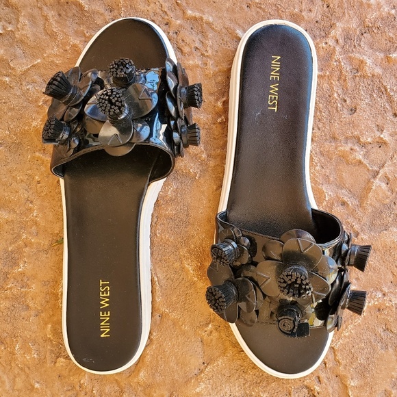 nine west black slides